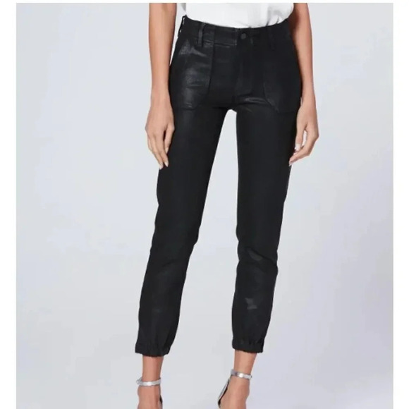 PAIGE COATED MAYSLIE JOGGER BLACK FOG LUXE COATING SIZE 26 - Picture 1 of 13